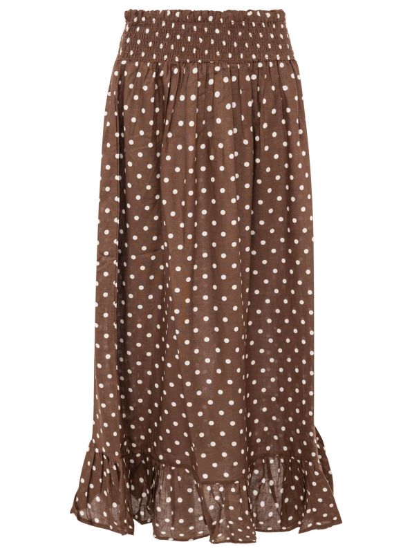 Zwillingsherz Rock Classic Dots Braun Punkte Rüschensaum