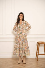 Choklate Paris Maxikleid Paisleymuster Marbella - Viskose & Seide - Rose