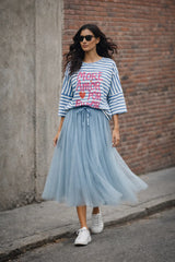 Choklate Paris Aria langer Tüllrock mit elastischem Bund - Hellblau