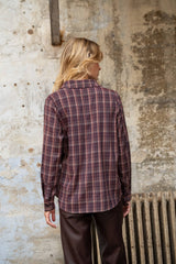 Lulumary Karierte Bluse in Wickeloptik Bordeaux