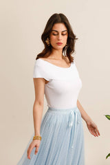 Choklate Paris Stricktop mit Bardot-Ausschnitt Viskosemix Weiß