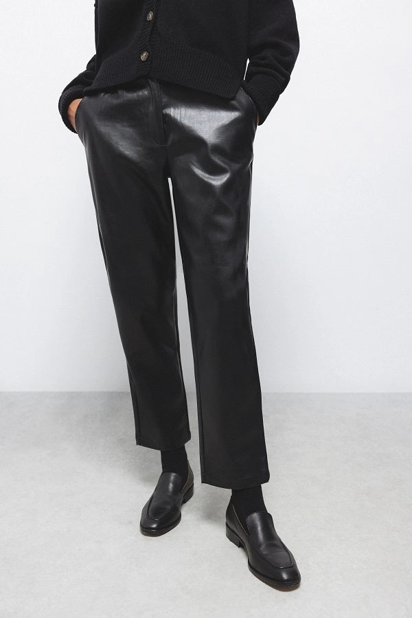 Lanidor - Schwarze Kunstlederhose mit elastischem Bund