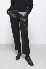 Lanidor - Schwarze Kunstlederhose mit elastischem Bund