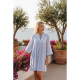 Isla Bonita by SIGRIS Sommerkleid Kurta Gestreift Hellblau 100% Baumwolle