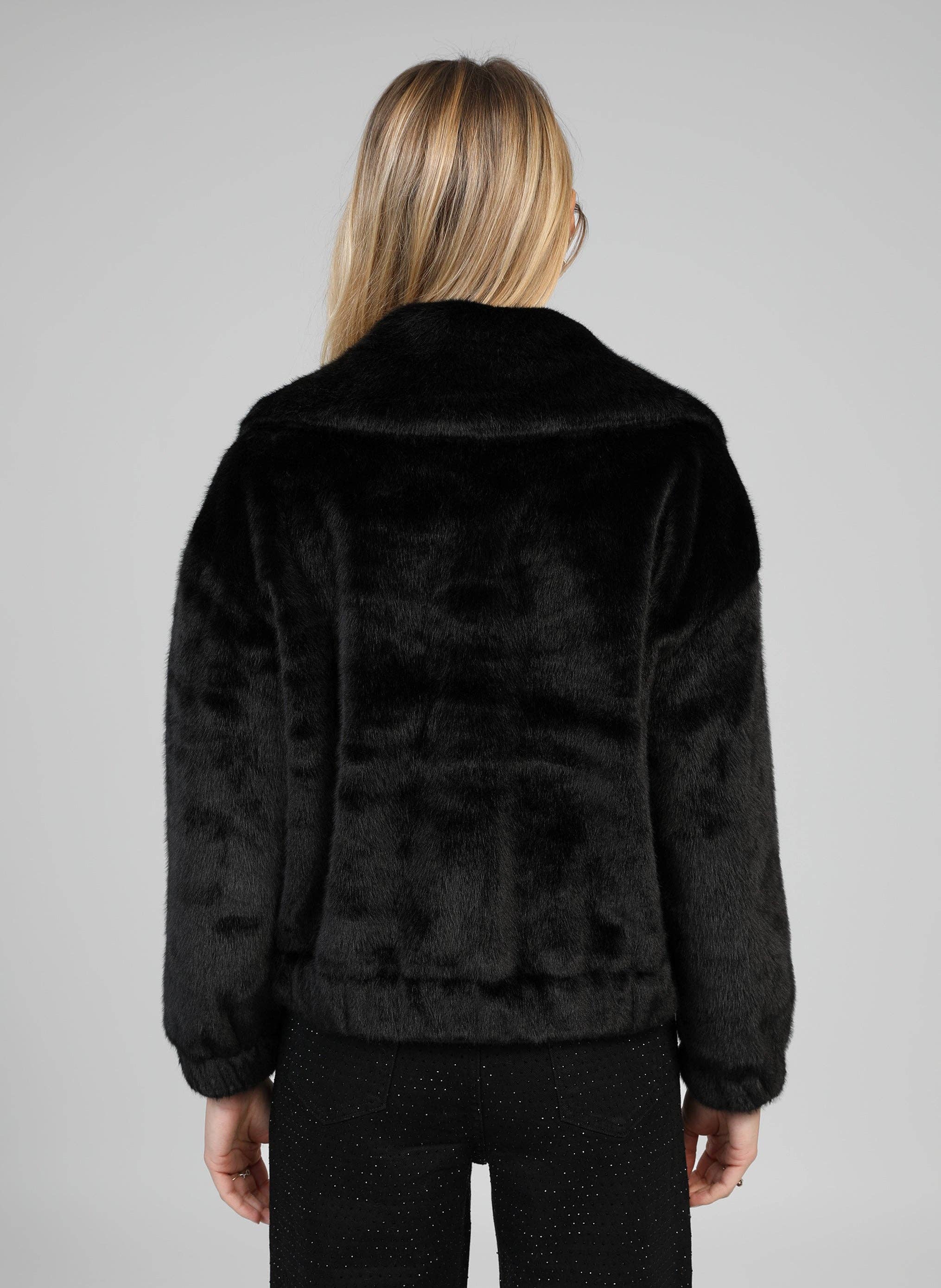 An´ge Paris - Jacke "Candice" aus Kunstfell in Schwarz