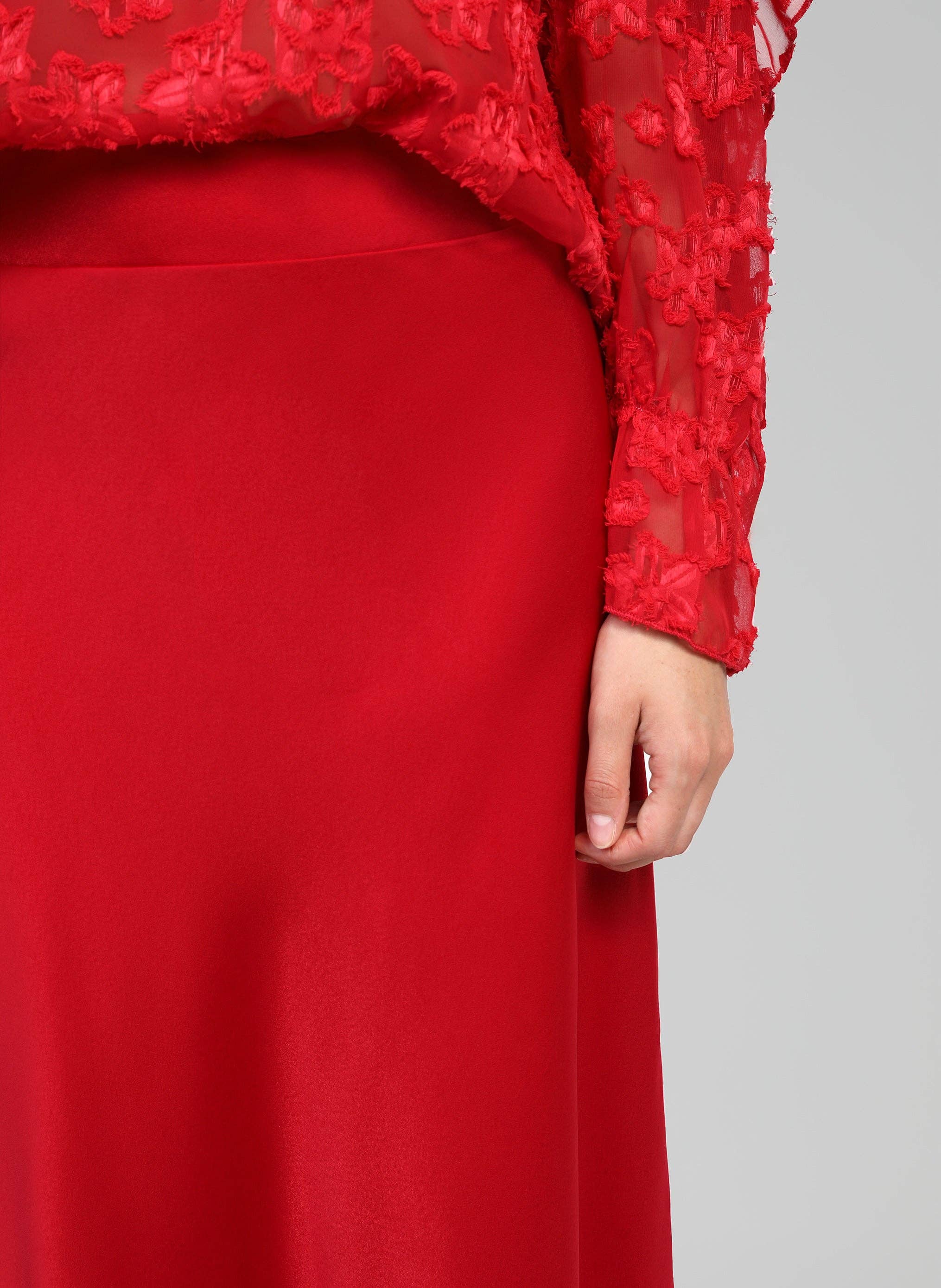 An'ge Paris Midi-Rock Janiala Rot - Ausgestellter Schnitt