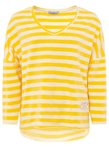 Zwillingsherz Shirt BW "Streifen & Jersey" Sonnen-Gelb V-Ausschnitt