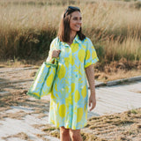 Isla Bonita by SIGRIS Tasche mit Zitronenprint & Perlenstickerei Gelb
