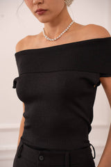 Choklate Paris Bardot-Oberteil Lurex Schwarz