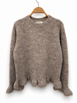 Audrey Paris Strickpullover mit Rüschen in Taupe