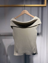 Choklate Paris Lurex-Bardot-Oberteil aus Strick - 4940-1: Beige / Eine Größe