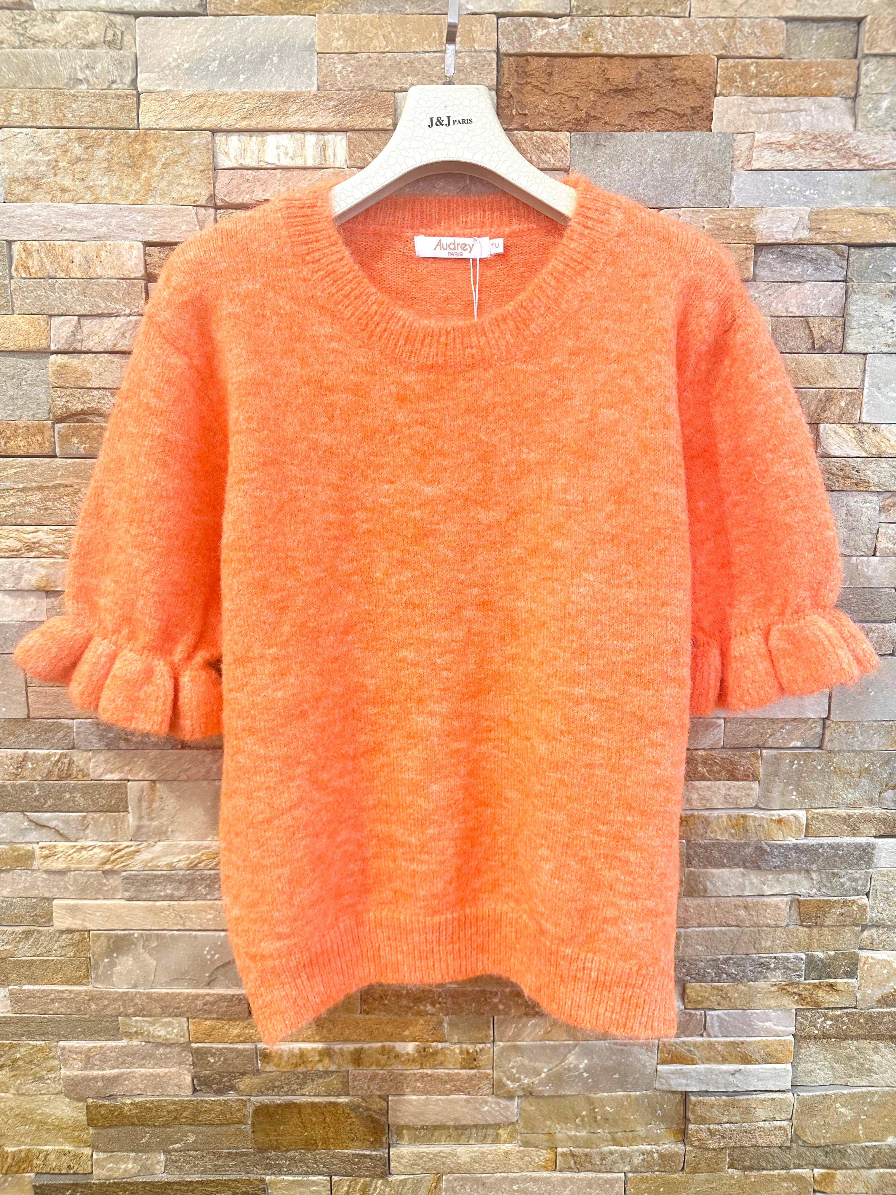 Afinity Weicher Feinstrickpullover mit Volantärmeln Orange