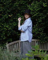 Irma Studio Klassische Hembluse Yvonne Hellblau Baumwoll Popeline