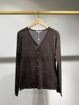 Choklate Paris - Lurexstrickweste in Braun - Feinstrick mit Glanz und Knopfleiste