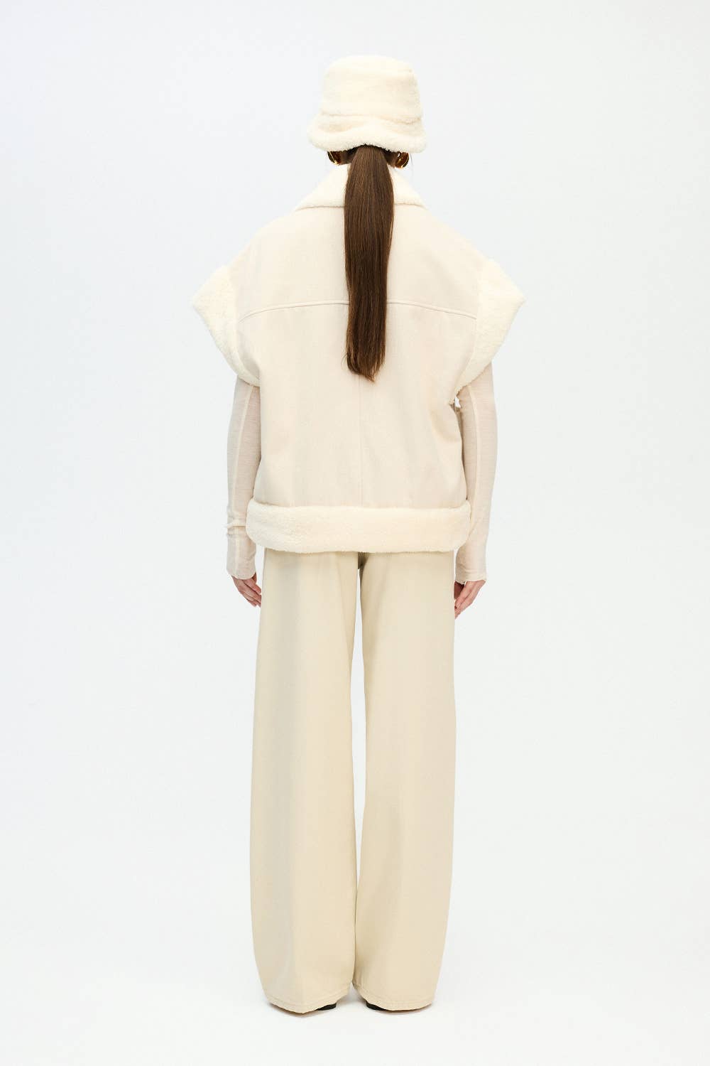 Fulmarix Sherpa-Weste mit Fischgrätenmuster Baumwolle & recyceltes Polyester Beige