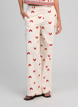 Ange Paris Hose Romila Baumwollstickerei Ecru