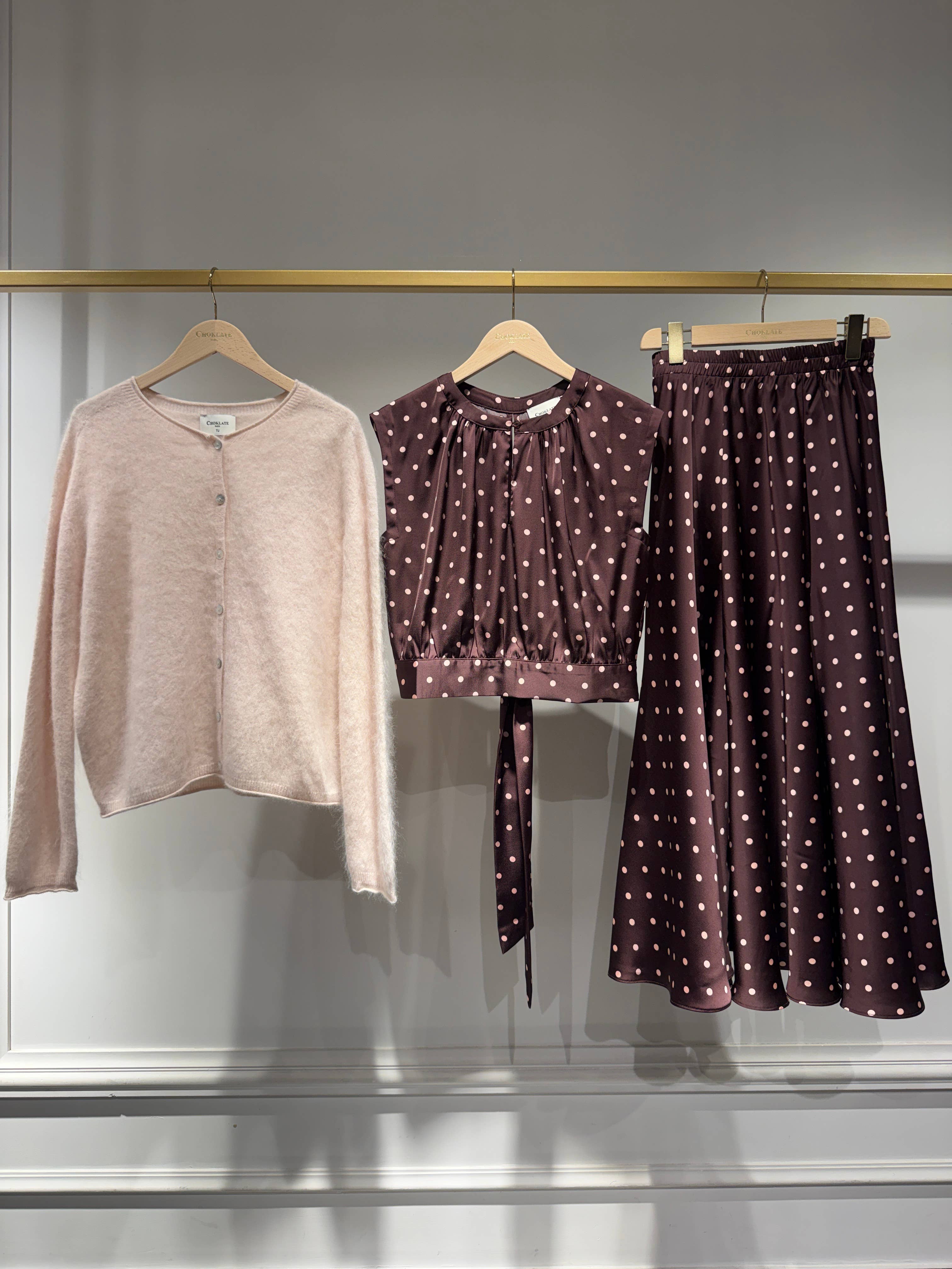 Choklate Paris Top Maguie mit Punkten Pflaume-Rosé