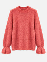 Hochwertiger Mohair-Pullover mit Volant-Ärmeln: Bubblegum / Einheitsgröße