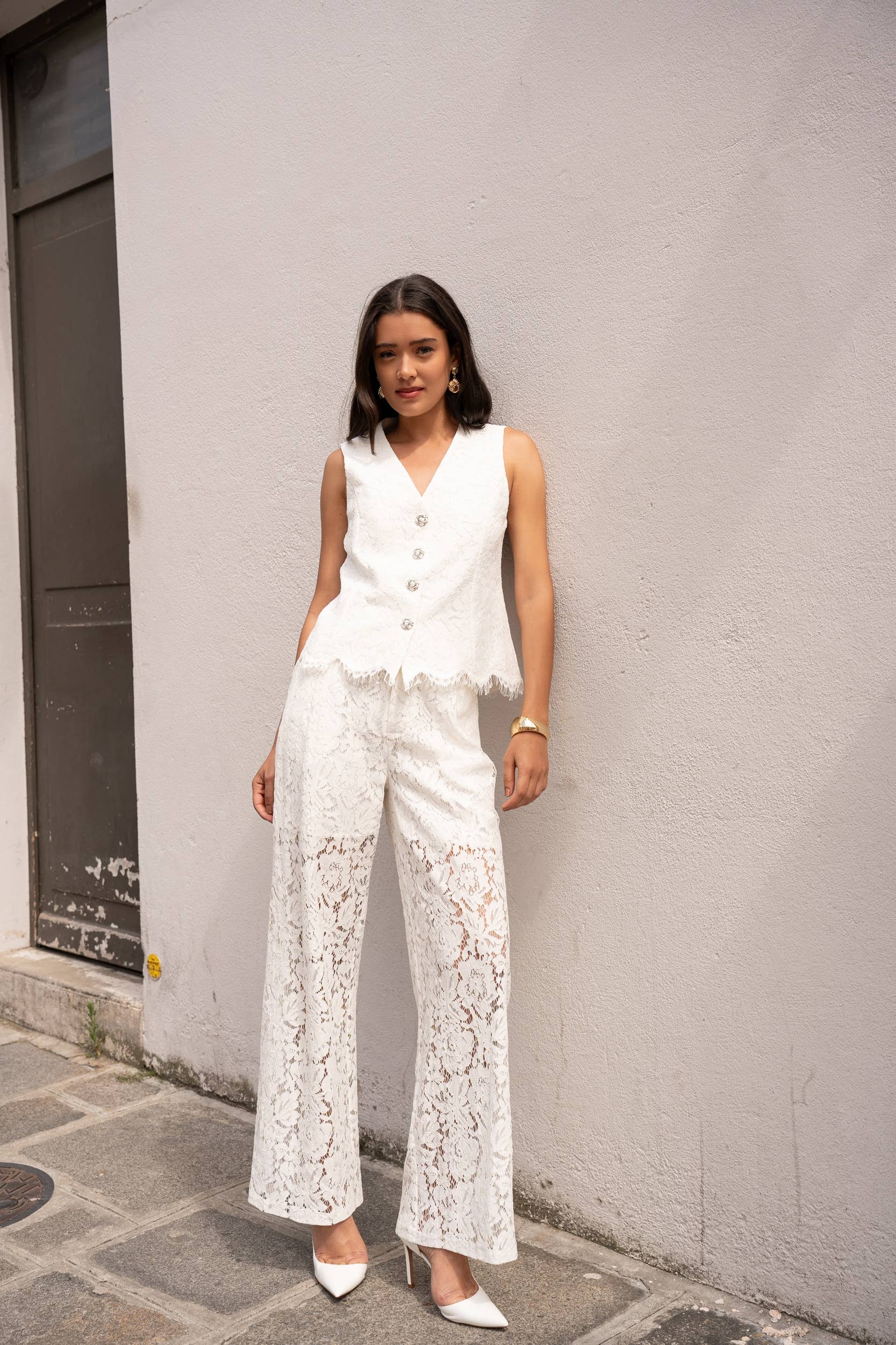 Choklate Paris Élodie Spitzen-Top - Weiß