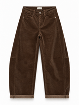Tamba Feincord-Hose im Barrel-Fit Schokoladen-Braun