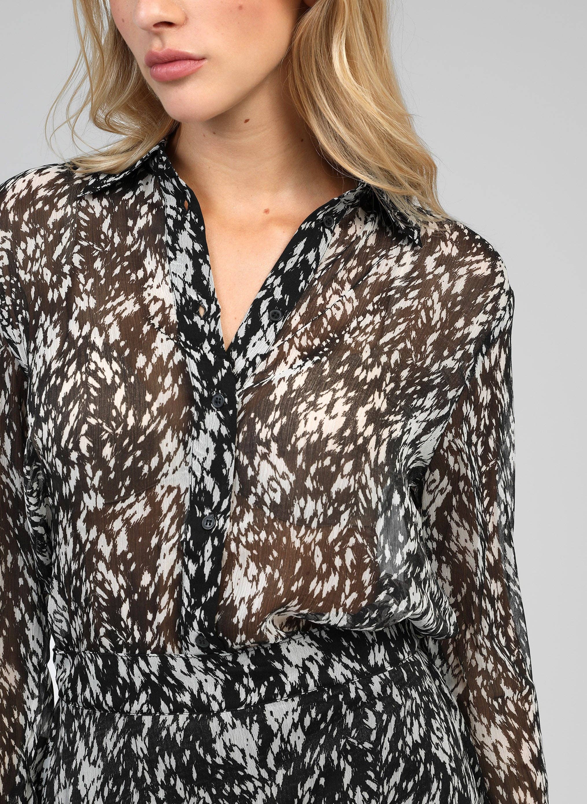 An'ge Paris Hemd Sabery  in Schwarz-Weiß - Semitransparent