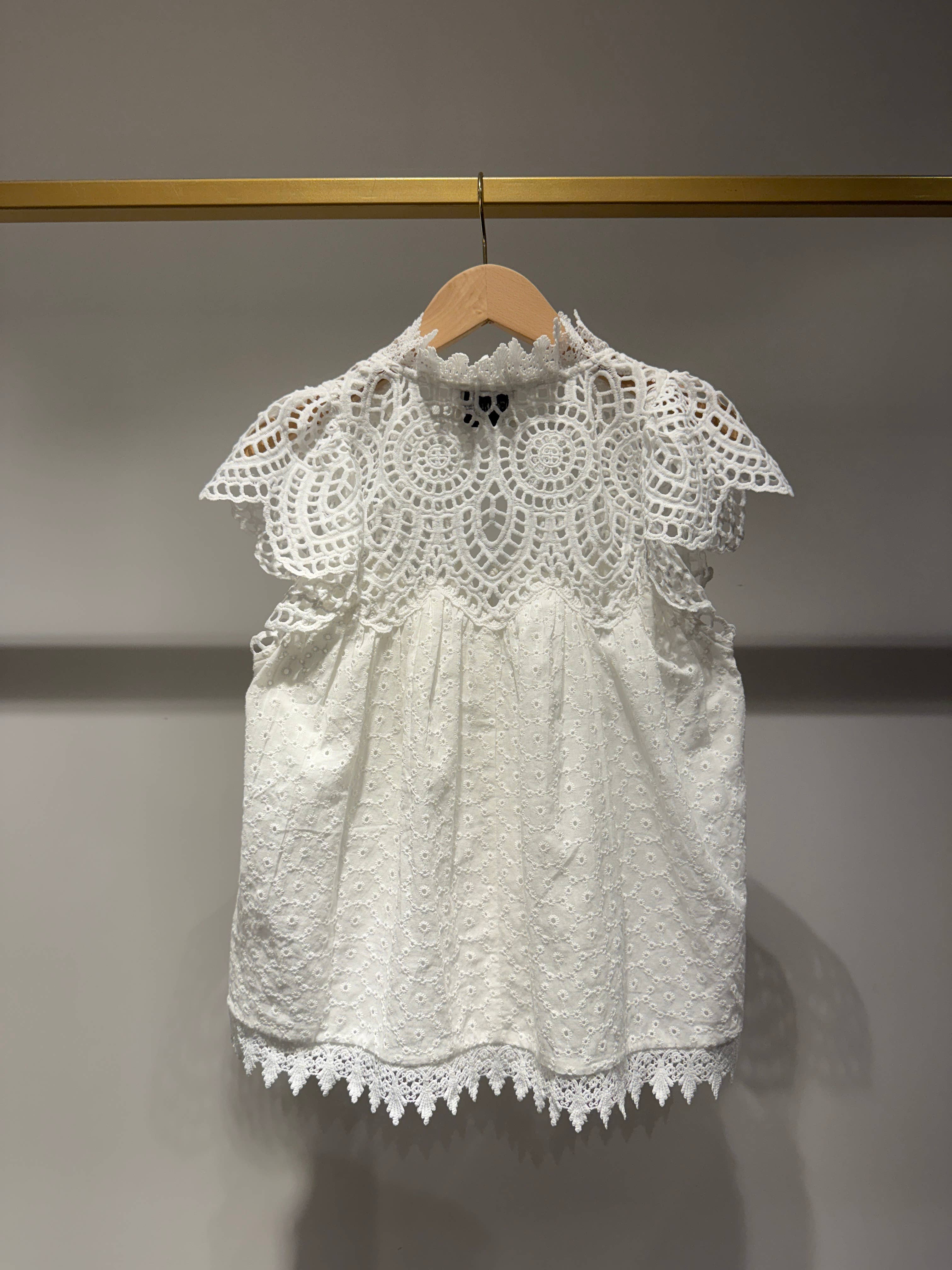 Choklate Paris Bluse "Elsa" aus bestickter Baumwolle Weiß
