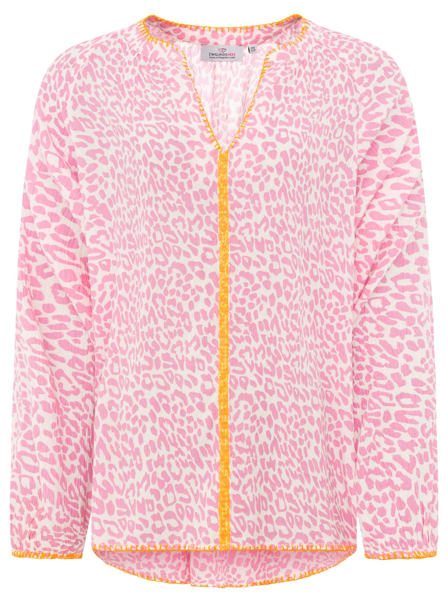 Zwillingsherz Bluse Wilder Leo - Pink  Leopardenmuster V-Ausschnitt