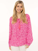 Zwillingsherz Bluse Classic Leo Pink Viskose Animalprint