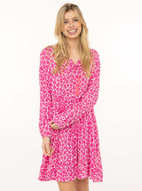 Zwillingsherz Kleid Leo Dream Viskose Pink Animalprint