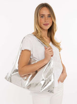 Zwillingsherz Metallic Shopper Riemen Silber