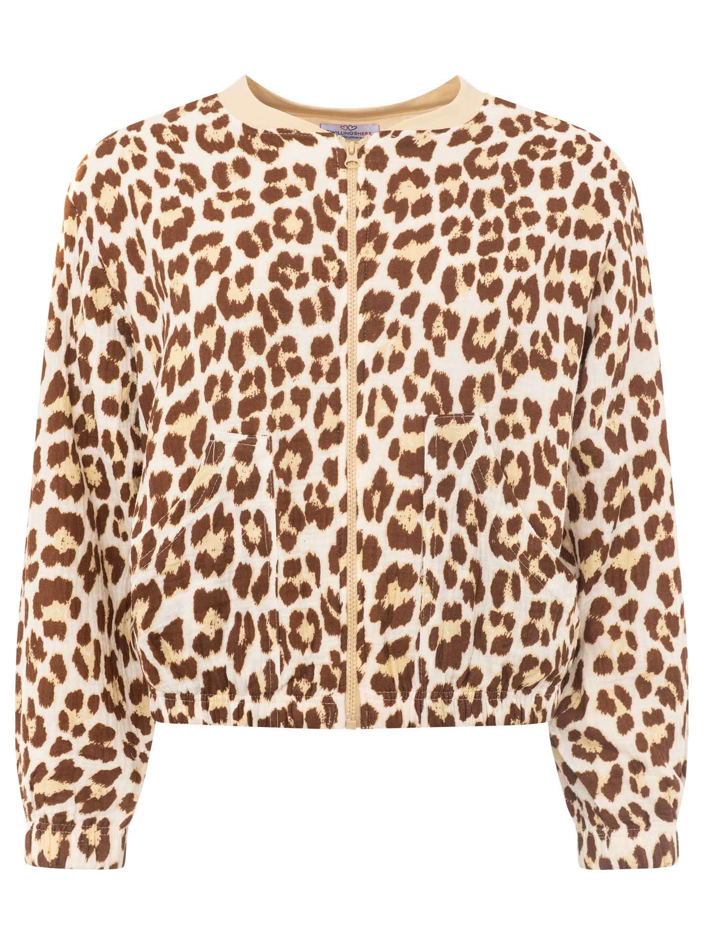 Zwillingsherz Zipper Jacke Musselin Leo Beige