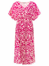 Zwillingsherz Maxikleid Viskose "Allover Ornamente" Pink