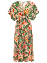 Zwillingsherz Maxikleid Viskose "Dschungel" Rosa