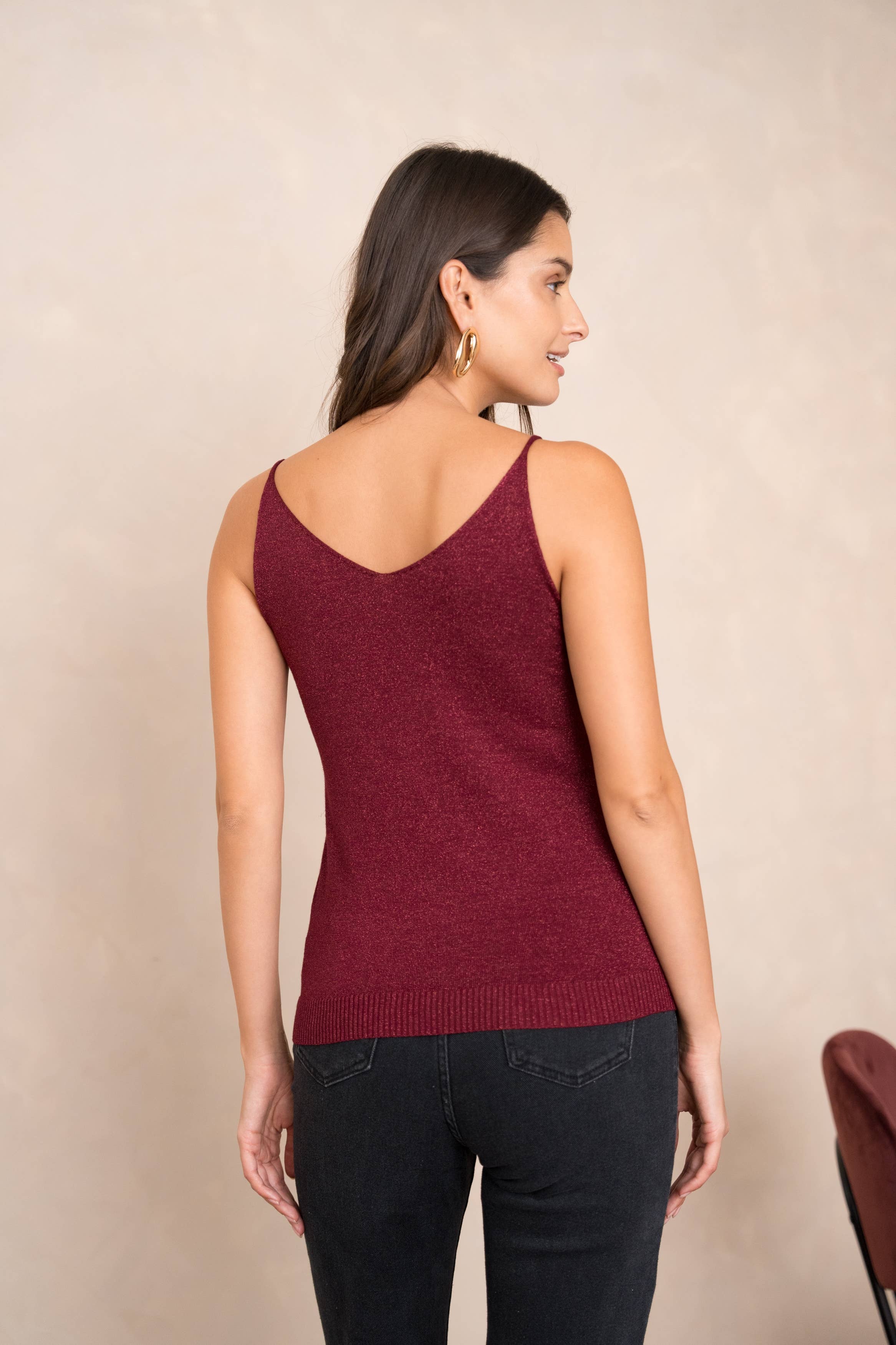Glänzendes Lurex-Trägershirt - 8752: Beige / Eine Größe
