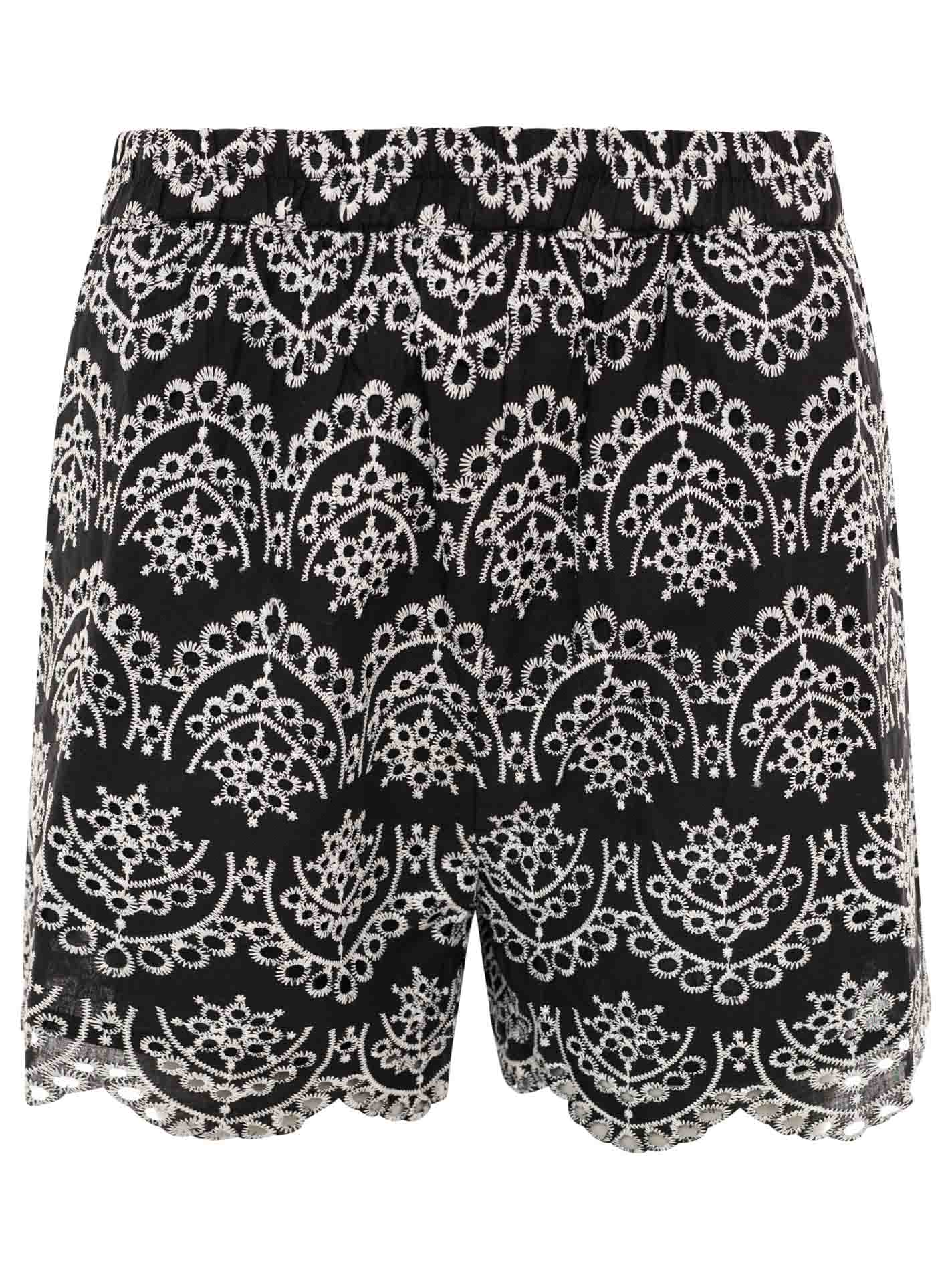 Zwillingsherz Shorts mit Lochstickerei Baumwolle Schwarz