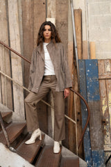 Oversize-Jacke aus Wildlederimitat V369: Stone / 2S/M 2M/L