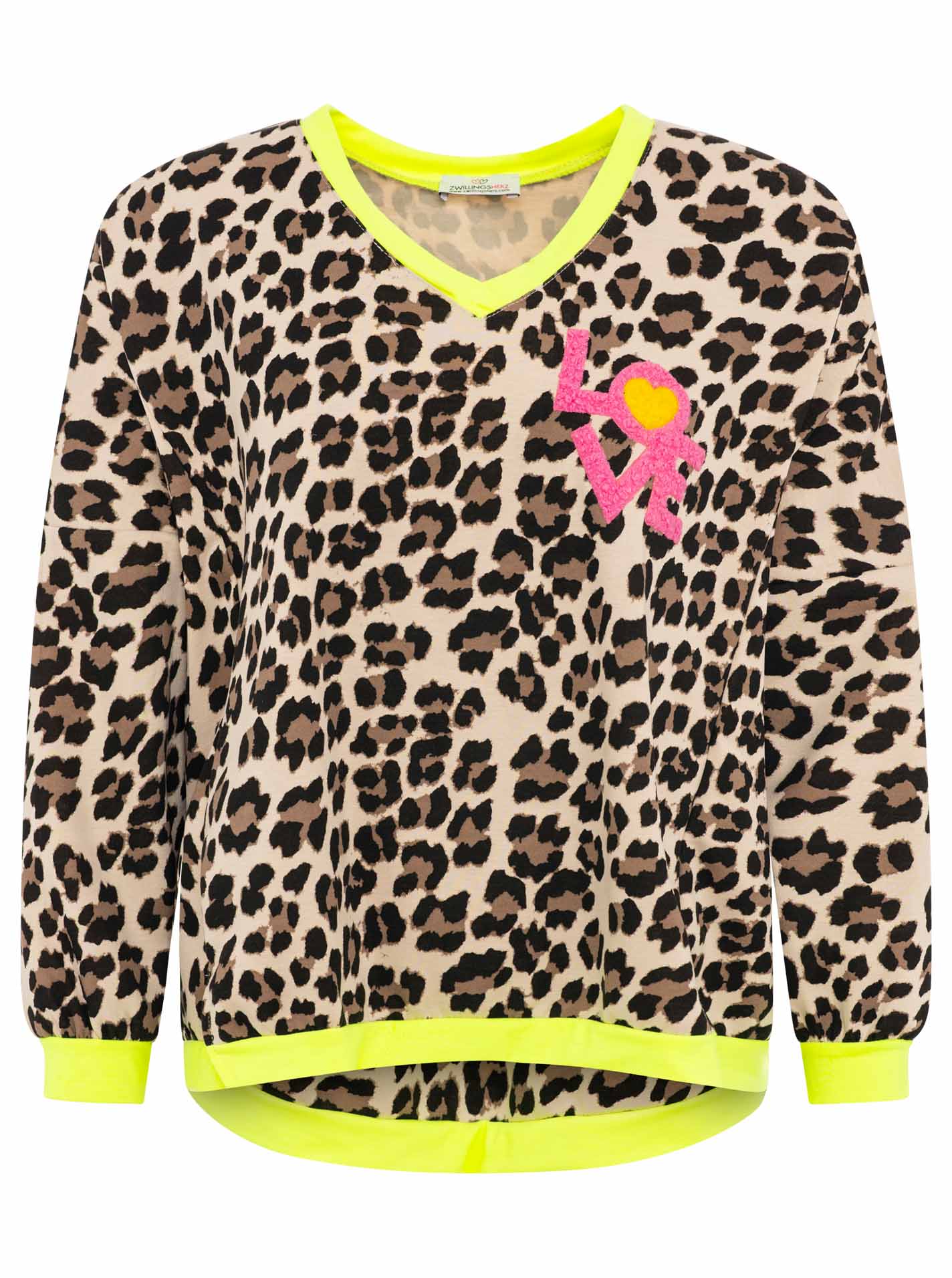 Zwillingsherz Sweat Pullover Neon Leo Neon Gelb