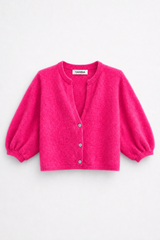 Angora Strickcardigan mit V-Ausschnitt: Anthrazit / Einheitsgröße