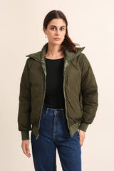 Attrait Paris wendbare Steppjacke Metallic-Khaki