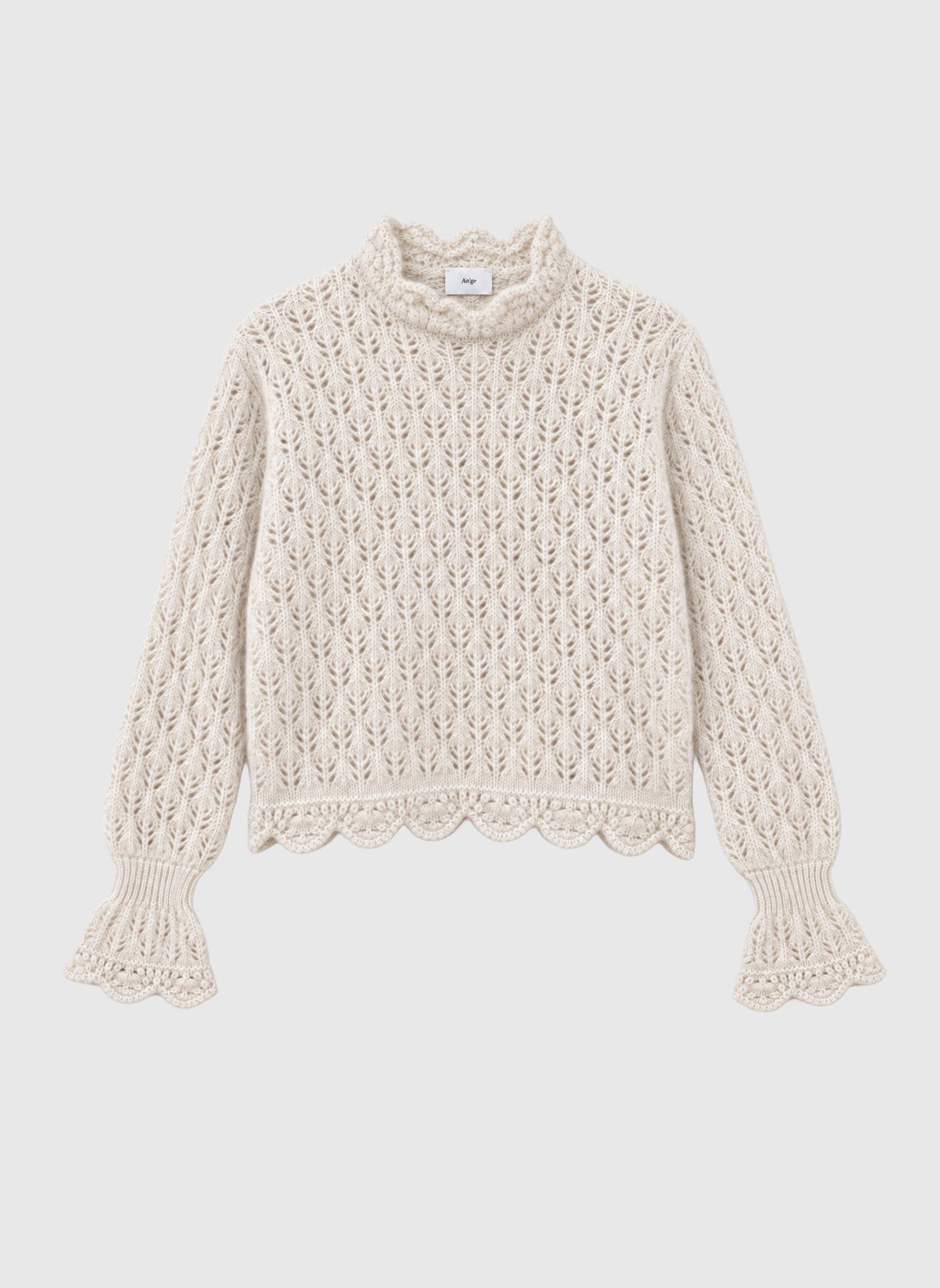 AN’GE Paris Pullover LYSETTE Offwhite mit Ajourstrick