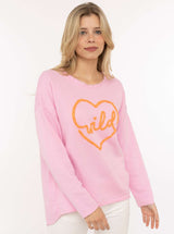 Zwillingsherz Sweatshirt "Wild" Baumwollmix Rosa Orange