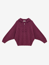 Tamba Kapuzen-Strickjacke mit Fledermausärmeln Dusty Berry