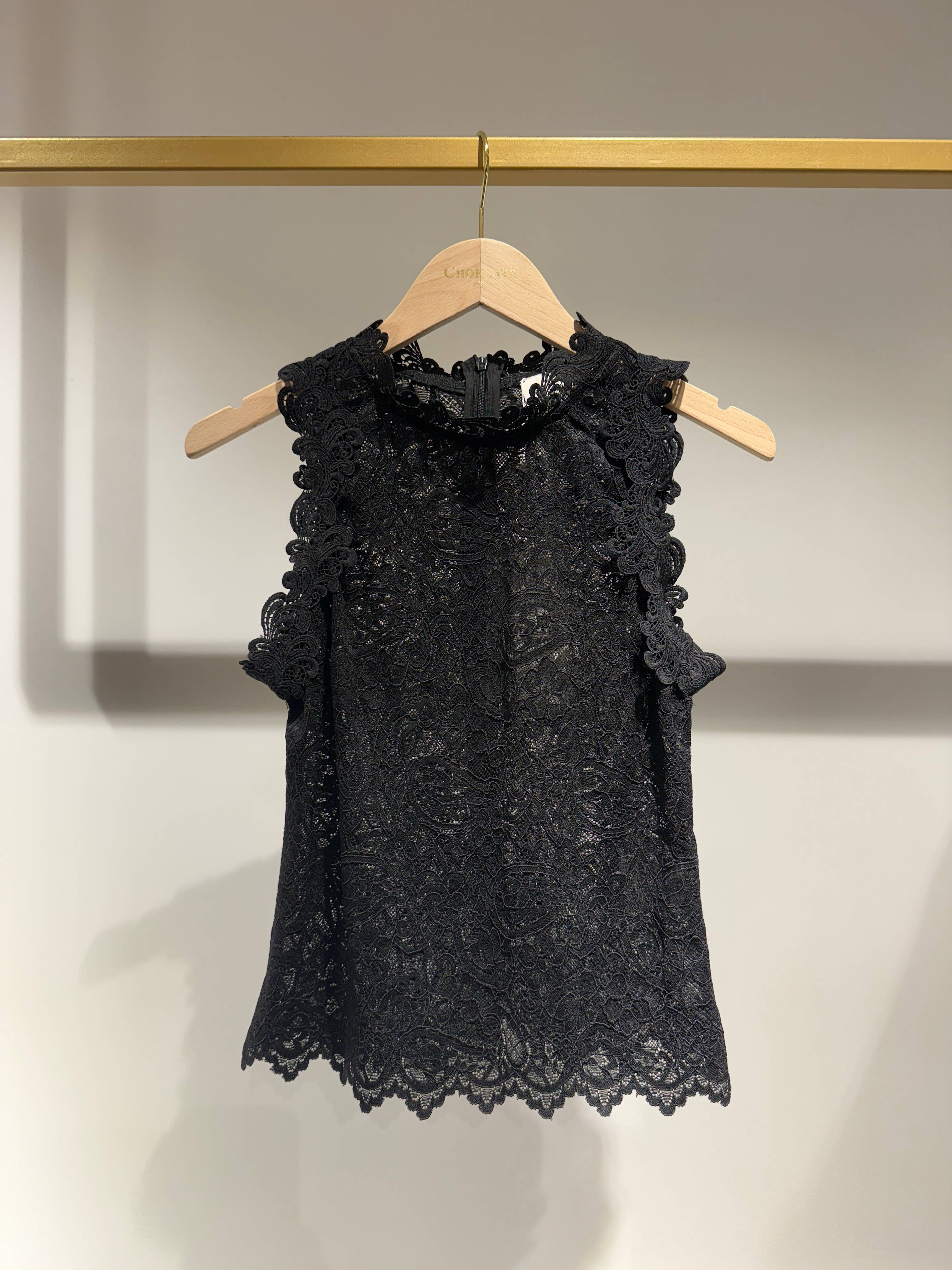 Choklate Paris Top Catalina aus floraler Spitze Schwarz