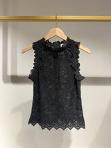 Choklate Paris Top Catalina aus floraler Spitze Schwarz