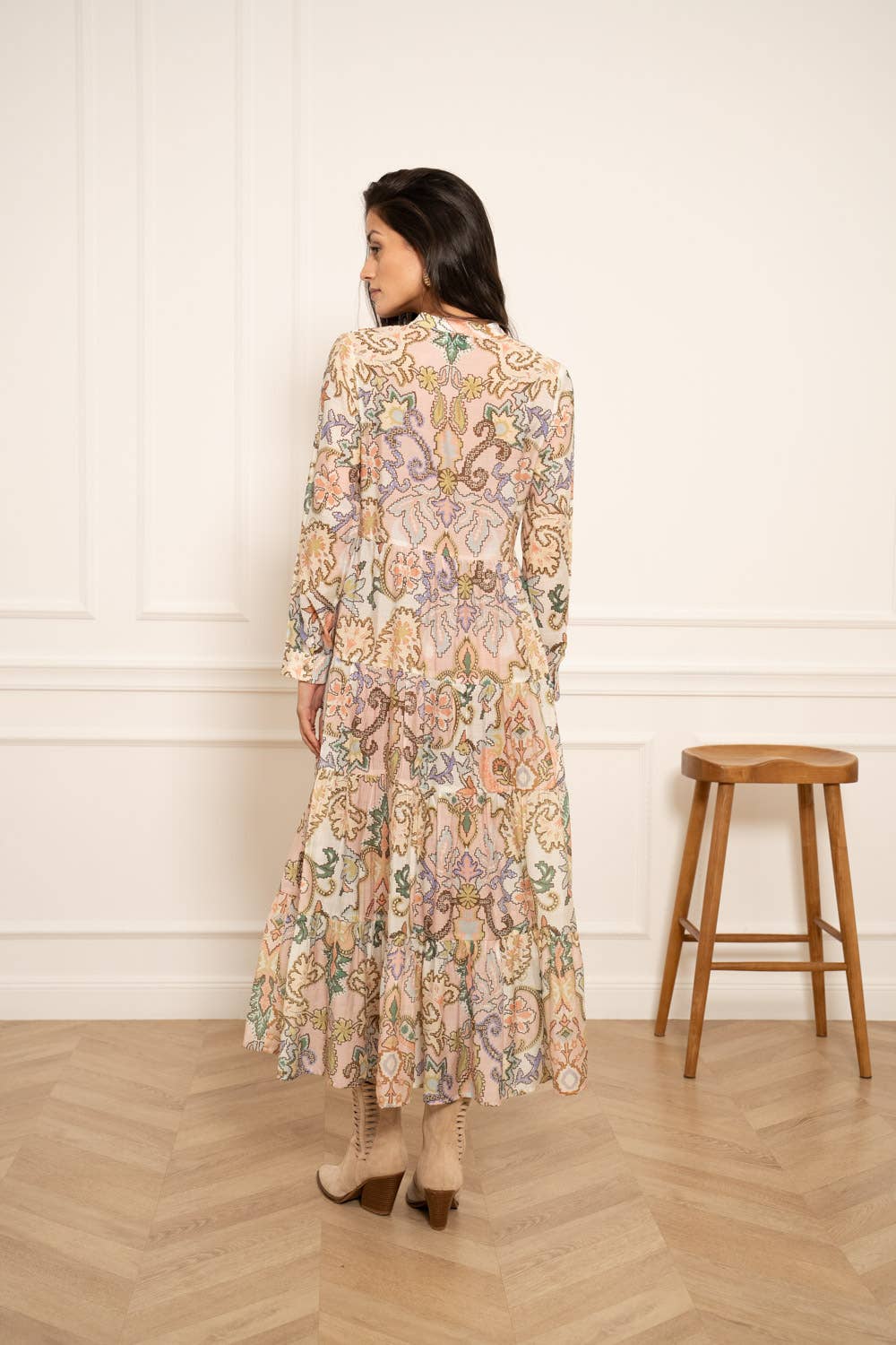 Choklate Paris Maxikleid Paisleymuster Marbella - Viskose & Seide - Rose