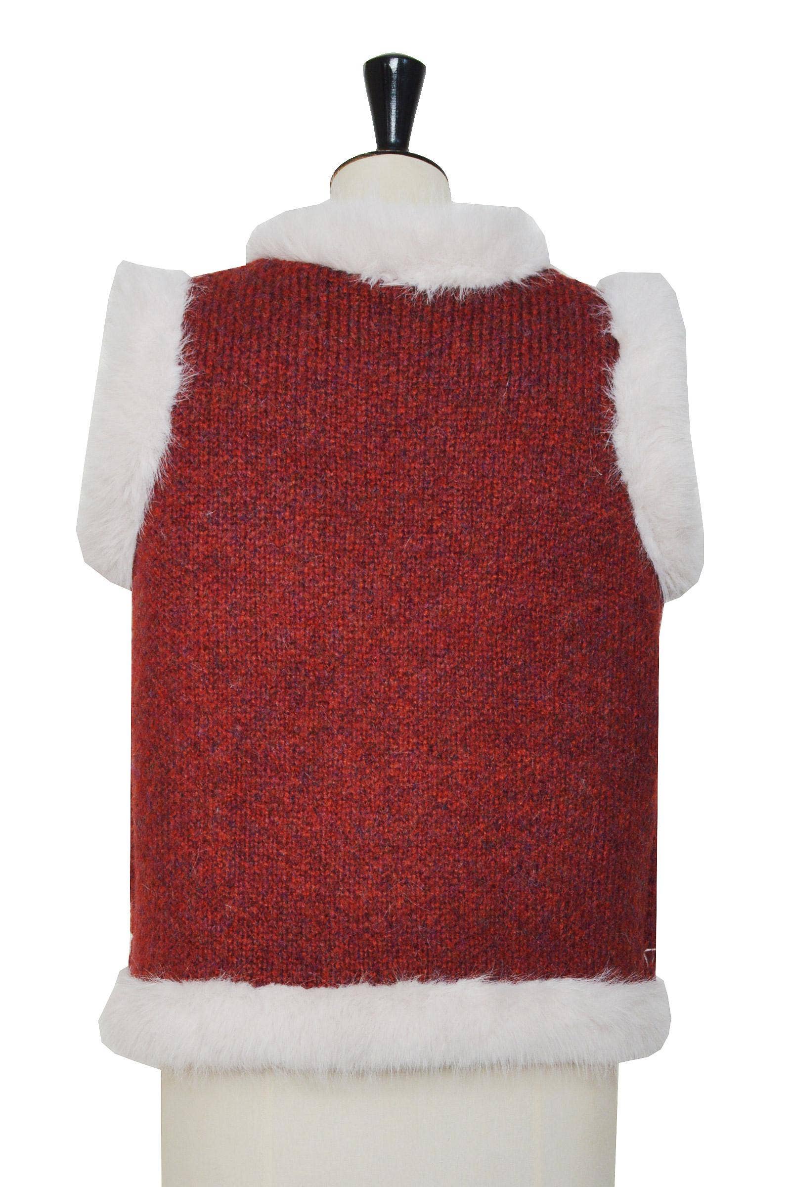 Elli White - Weste in dunklem Rot mit cremefarbenem Kunstfell - Boho-Style