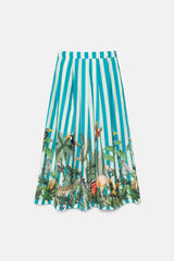 Lanidor Midirock Gestreift mit Tropicalprint Türkis
