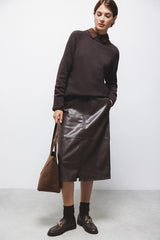 Lanidor - Schmaler Rock aus Kunstleder in Braun