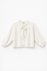 Tamba Flauschige Strickjacke mit Schluppen-Kragen: Ecru