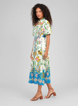 An'ge Paris Midikleid Odomina Florius Multico Blau 100% Baumwolle